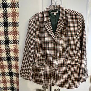 EUC Vntg 90’s Liz Claiborne NY Blazer, Brown/Black w/Cream Houndstooth, Sz 16W
